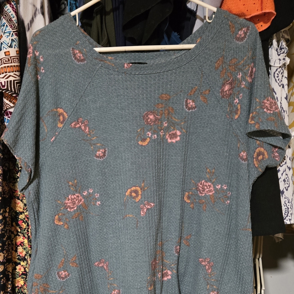 Torrid Teal Floral Knit Top